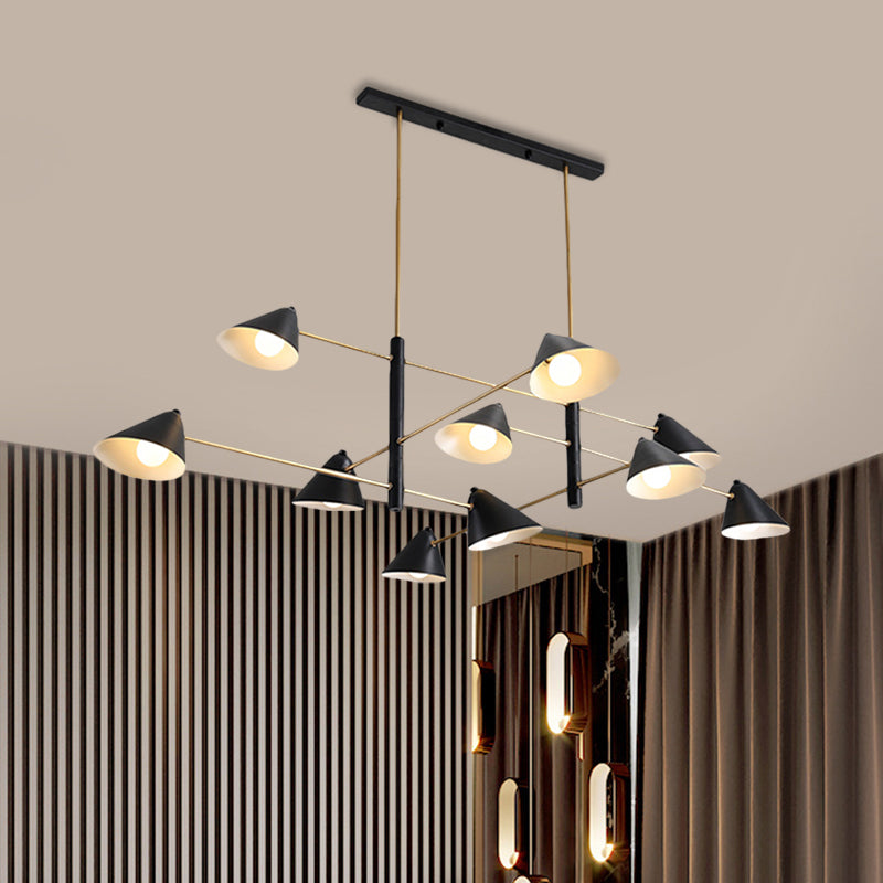 Black Tilt Shade Large Chandelier 6/8/10 Heads Contemporary Metal Hanging Light Fixture Clearhalo 'Ceiling Lights' 'Chandeliers' 'Modern Chandeliers' 'Modern' Lighting' 1886404