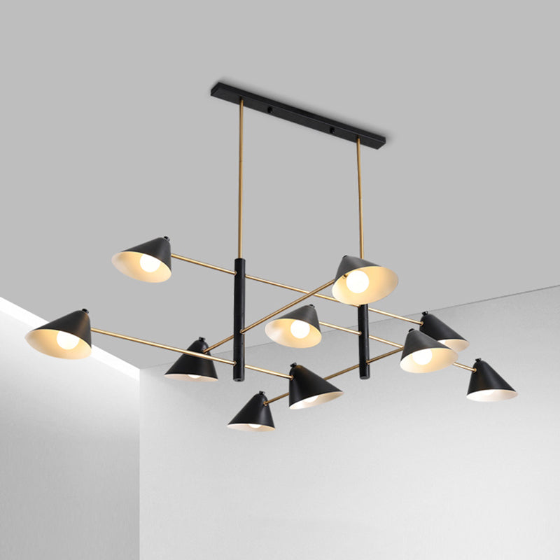 Black Tilt Shade Large Chandelier 6/8/10 Heads Contemporary Metal Hanging Light Fixture Clearhalo 'Ceiling Lights' 'Chandeliers' 'Modern Chandeliers' 'Modern' Lighting' 1886405