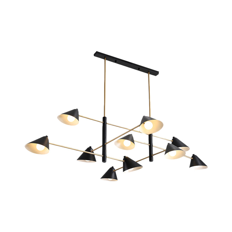 Black Tilt Shade Large Chandelier 6/8/10 Heads Contemporary Metal Hanging Light Fixture Clearhalo 'Ceiling Lights' 'Chandeliers' 'Modern Chandeliers' 'Modern' Lighting' 1886406