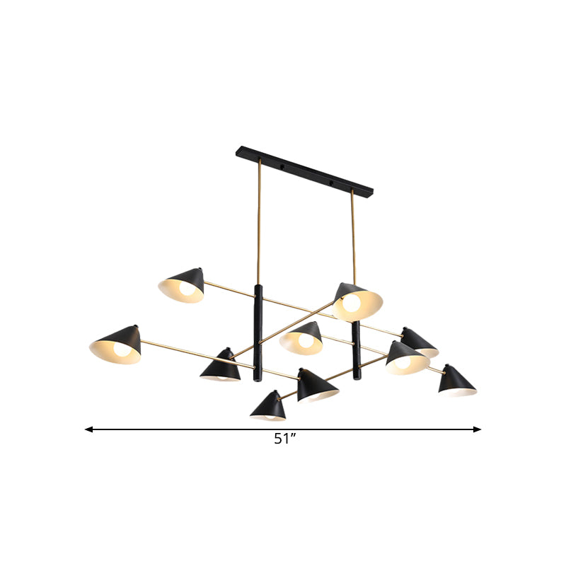 Black Tilt Shade Large Chandelier 6/8/10 Heads Contemporary Metal Hanging Light Fixture Clearhalo 'Ceiling Lights' 'Chandeliers' 'Modern Chandeliers' 'Modern' Lighting' 1886407