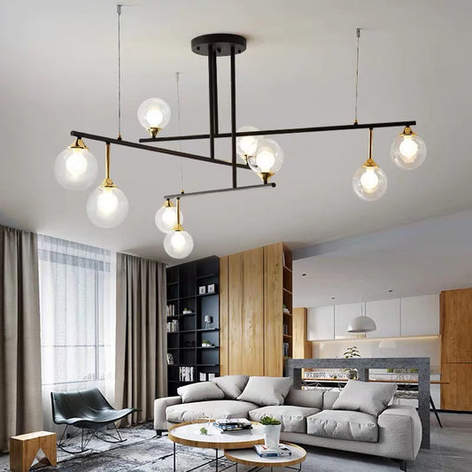 2-Tier Line Chandelier Simple Stylish Metallic Hanging Light in Black for Meeting Room Office Clearhalo 'Ceiling Lights' 'Chandeliers' 'Modern Chandeliers' 'Modern' Lighting' 188643