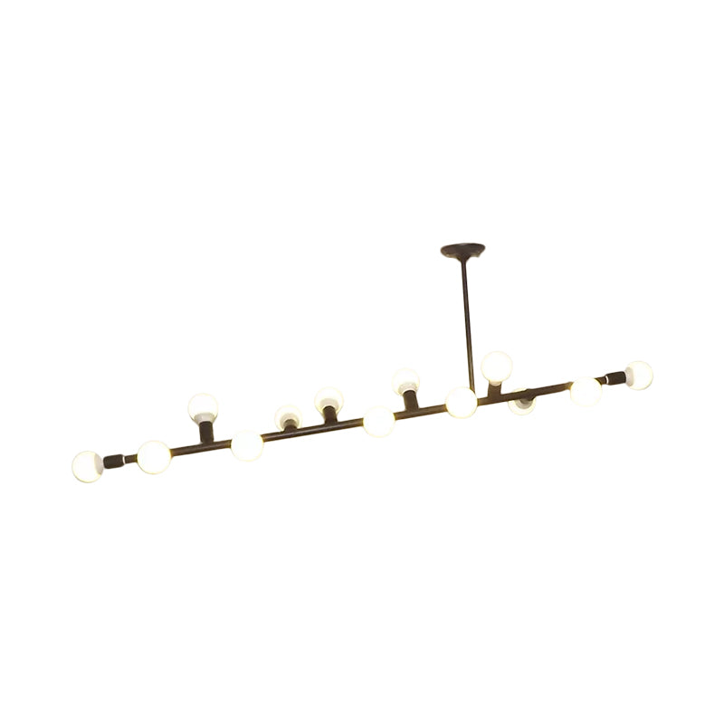 Black Finish Open Bulb Island Lighting Metal 7/13 Lights Simple Metal Ceiling Lamp Clearhalo 'Ceiling Lights' 'Island Lights' Lighting' 1886461