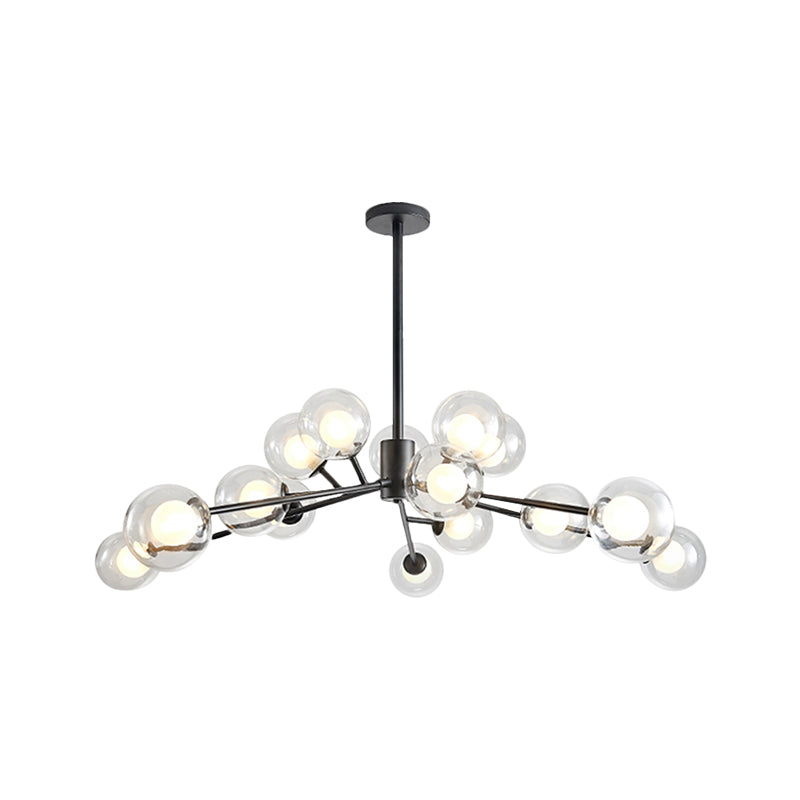 Restaurant Hotel Branch Large Chandelier Metal 15/18 Lights Modern Black/Gold Hanging Lamp Clearhalo 'Ceiling Lights' 'Chandeliers' 'Modern Chandeliers' 'Modern' Lighting' 1886466