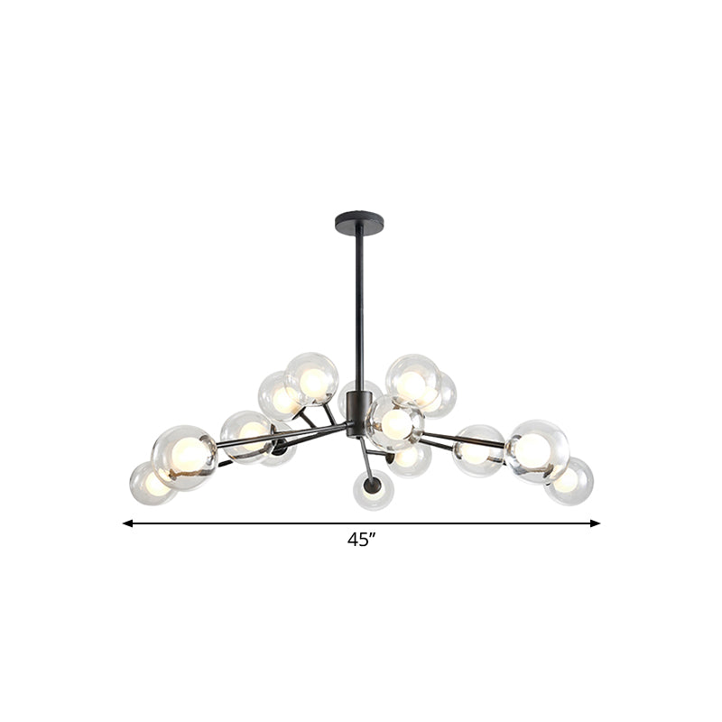 Restaurant Hotel Branch Large Chandelier Metal 15/18 Lights Modern Black/Gold Hanging Lamp Clearhalo 'Ceiling Lights' 'Chandeliers' 'Modern Chandeliers' 'Modern' Lighting' 1886467