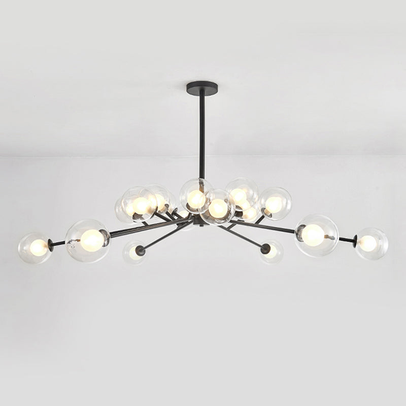 Restaurant Hotel Branch Large Chandelier Metal 15/18 Lights Modern Black/Gold Hanging Lamp Clearhalo 'Ceiling Lights' 'Chandeliers' 'Modern Chandeliers' 'Modern' Lighting' 1886470