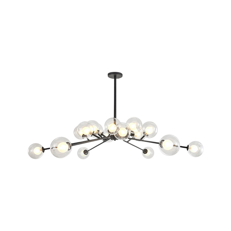 Restaurant Hotel Branch Large Chandelier Metal 15/18 Lights Modern Black/Gold Hanging Lamp Clearhalo 'Ceiling Lights' 'Chandeliers' 'Modern Chandeliers' 'Modern' Lighting' 1886471