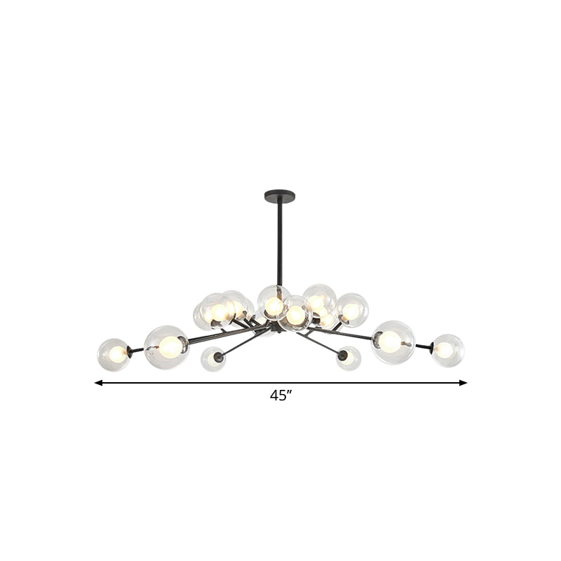 Restaurant Hotel Branch Large Chandelier Metal 15/18 Lights Modern Black/Gold Hanging Lamp Clearhalo 'Ceiling Lights' 'Chandeliers' 'Modern Chandeliers' 'Modern' Lighting' 1886472