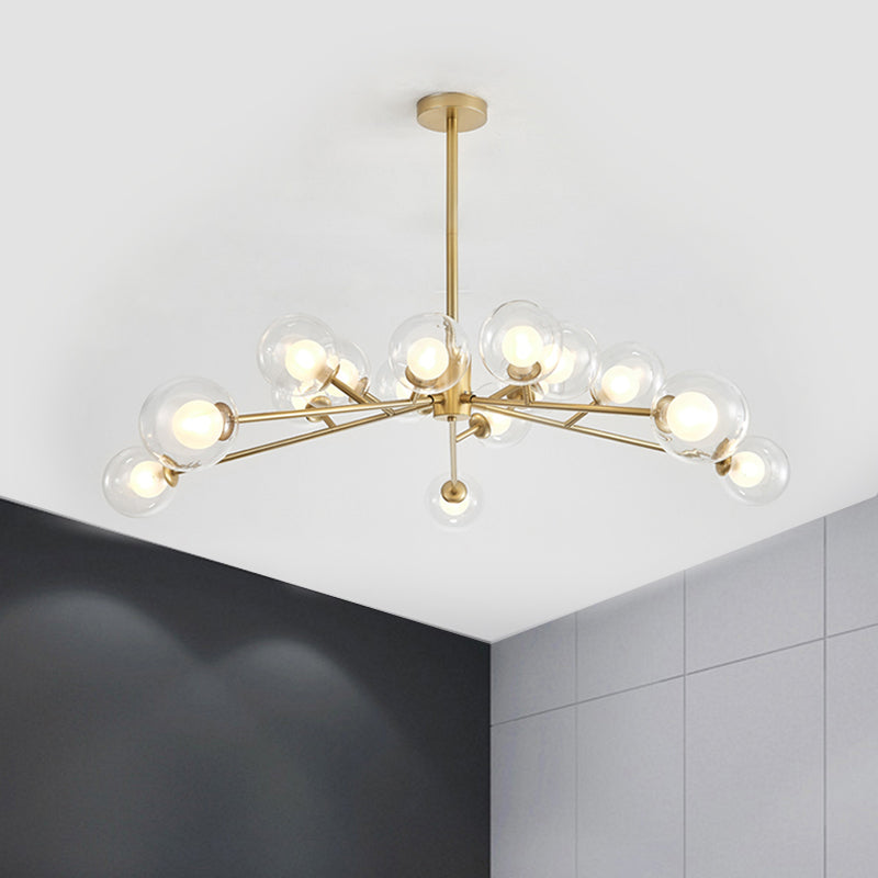 Restaurant Hotel Branch Large Chandelier Metal 15/18 Lights Modern Black/Gold Hanging Lamp Clearhalo 'Ceiling Lights' 'Chandeliers' 'Modern Chandeliers' 'Modern' Lighting' 1886475