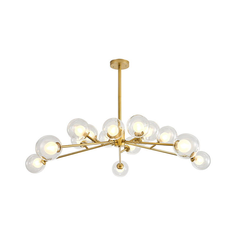 Restaurant Hotel Branch Large Chandelier Metal 15/18 Lights Modern Black/Gold Hanging Lamp Clearhalo 'Ceiling Lights' 'Chandeliers' 'Modern Chandeliers' 'Modern' Lighting' 1886476