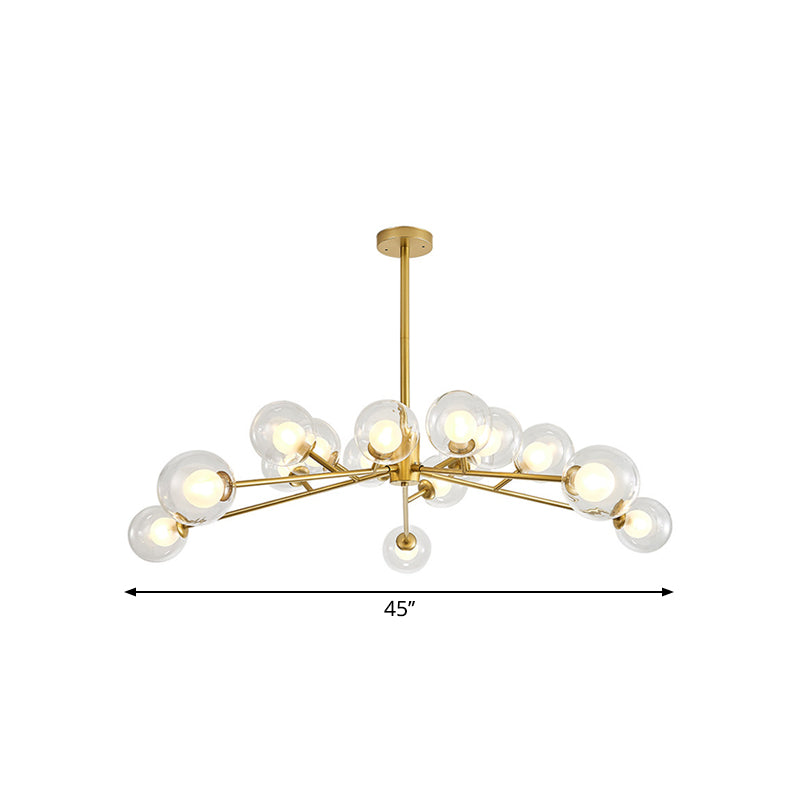 Restaurant Hotel Branch Large Chandelier Metal 15/18 Lights Modern Black/Gold Hanging Lamp Clearhalo 'Ceiling Lights' 'Chandeliers' 'Modern Chandeliers' 'Modern' Lighting' 1886477