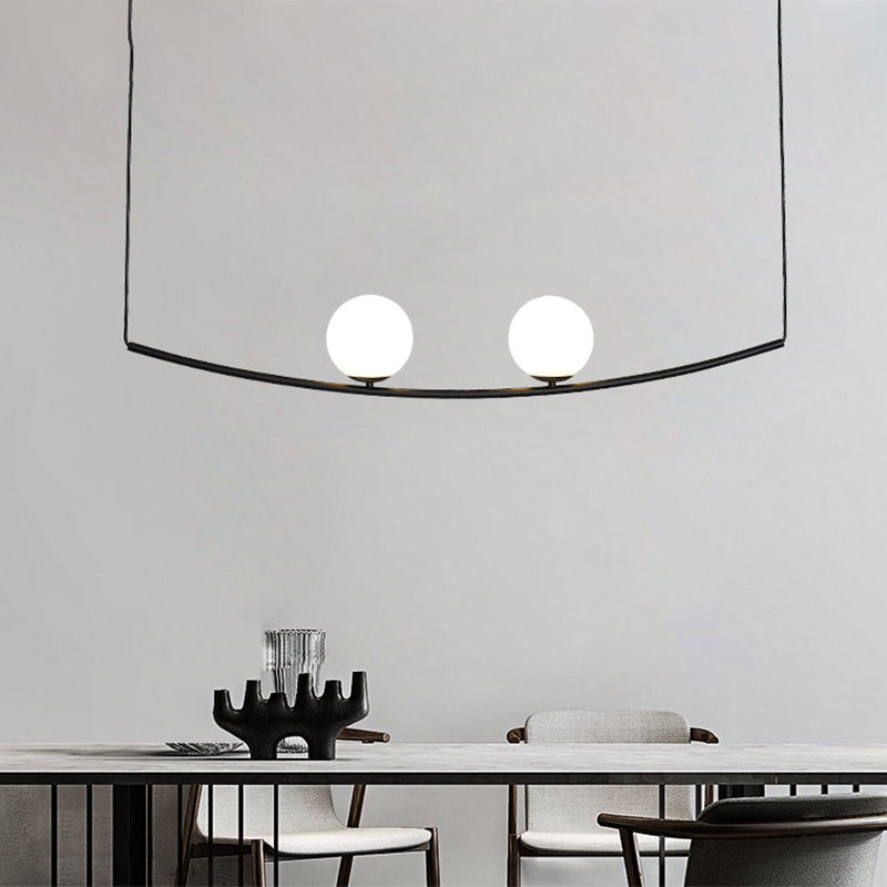 2/3 Lights Bubble Island Light Modern Simple Metal Chandelier Lighting in Black/Gold 2 Black Clearhalo 'Ceiling Lights' 'Island Lights' Lighting' 1886483