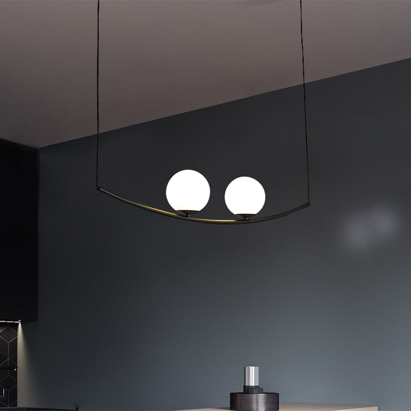 2/3 Lights Bubble Island Light Modern Simple Metal Chandelier Lighting in Black/Gold Clearhalo 'Ceiling Lights' 'Island Lights' Lighting' 1886485