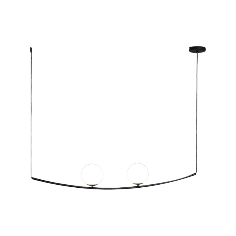 2/3 Lights Bubble Island Light Modern Simple Metal Chandelier Lighting in Black/Gold Clearhalo 'Ceiling Lights' 'Island Lights' Lighting' 1886486