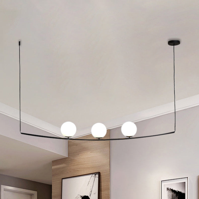 2/3 Lights Bubble Island Light Modern Simple Metal Chandelier Lighting in Black/Gold Clearhalo 'Ceiling Lights' 'Island Lights' Lighting' 1886489