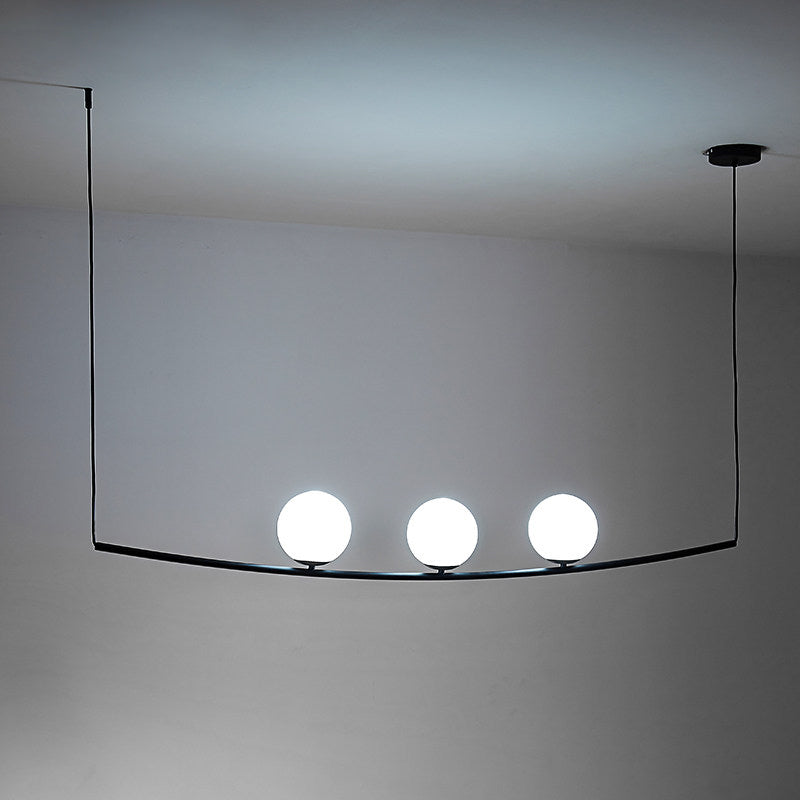 2/3 Lights Bubble Island Light Modern Simple Metal Chandelier Lighting in Black/Gold Clearhalo 'Ceiling Lights' 'Island Lights' Lighting' 1886490