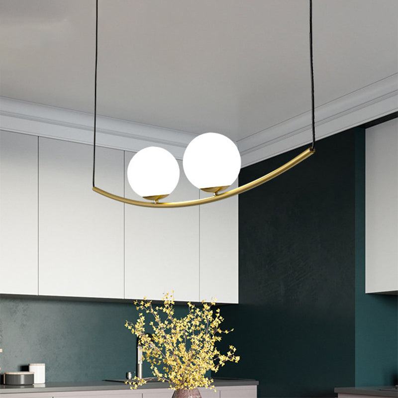 2/3 Lights Bubble Island Light Modern Simple Metal Chandelier Lighting in Black/Gold 2 Gold Clearhalo 'Ceiling Lights' 'Island Lights' Lighting' 1886493