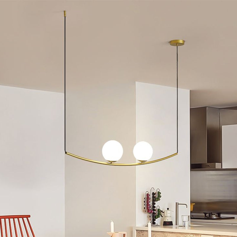 2/3 Lights Bubble Island Light Modern Simple Metal Chandelier Lighting in Black/Gold Clearhalo 'Ceiling Lights' 'Island Lights' Lighting' 1886494