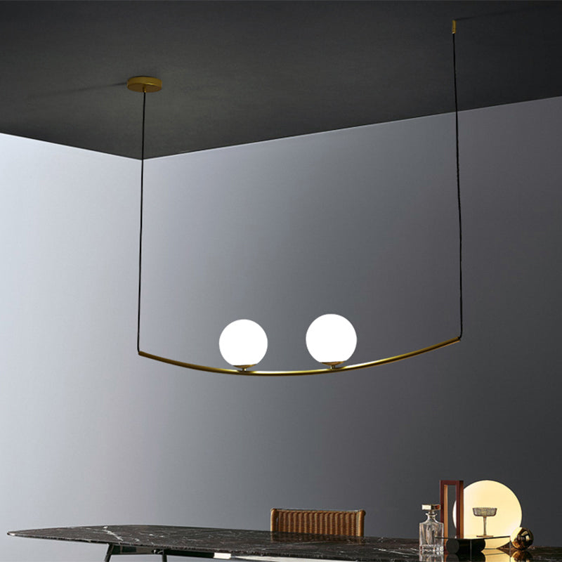 2/3 Lights Bubble Island Light Modern Simple Metal Chandelier Lighting in Black/Gold Clearhalo 'Ceiling Lights' 'Island Lights' Lighting' 1886495