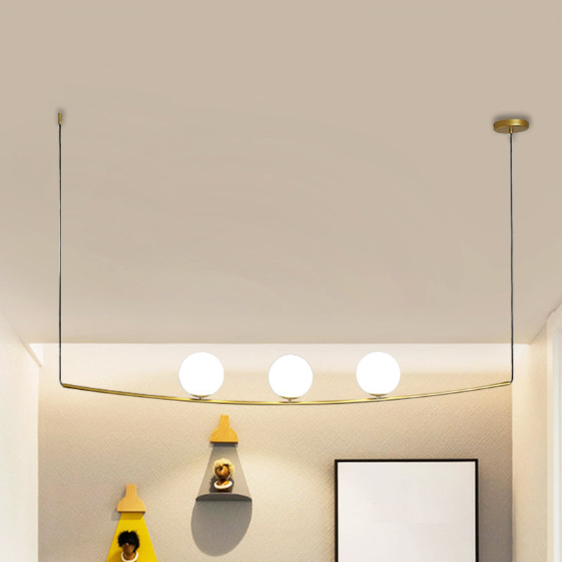 2/3 Lights Bubble Island Light Modern Simple Metal Chandelier Lighting in Black/Gold 3 Gold Clearhalo 'Ceiling Lights' 'Island Lights' Lighting' 1886498