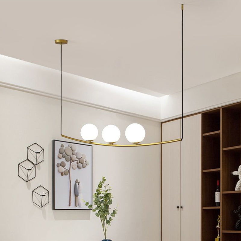 2/3 Lights Bubble Island Light Modern Simple Metal Chandelier Lighting in Black/Gold Clearhalo 'Ceiling Lights' 'Island Lights' Lighting' 1886499