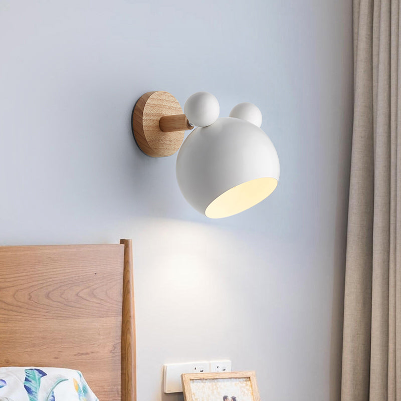 Rotatable Mouse Kid Bedroom Wall Light Metal 1 Head Macaron Loft Wall Sconce White Clearhalo 'Wall Lamps & Sconces' 'Wall Lights' Lighting' 188657