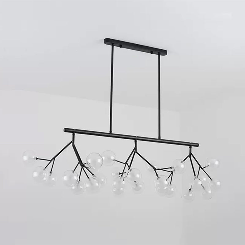 27 Bubbles Island Lighting Contemporary Metal Hanging Chandelier in Black Finish Clearhalo 'Ceiling Lights' 'Glass shade' 'Glass' 'Island Lights' Lighting' 1886585