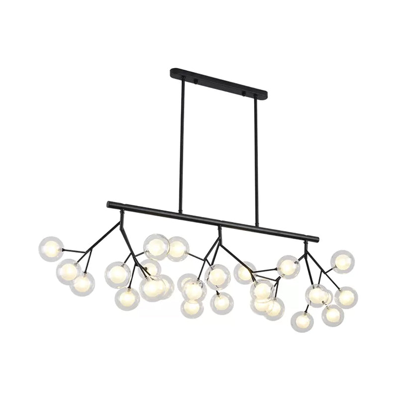 27 Bubbles Island Lighting Contemporary Metal Hanging Chandelier in Black Finish Clearhalo 'Ceiling Lights' 'Glass shade' 'Glass' 'Island Lights' Lighting' 1886586