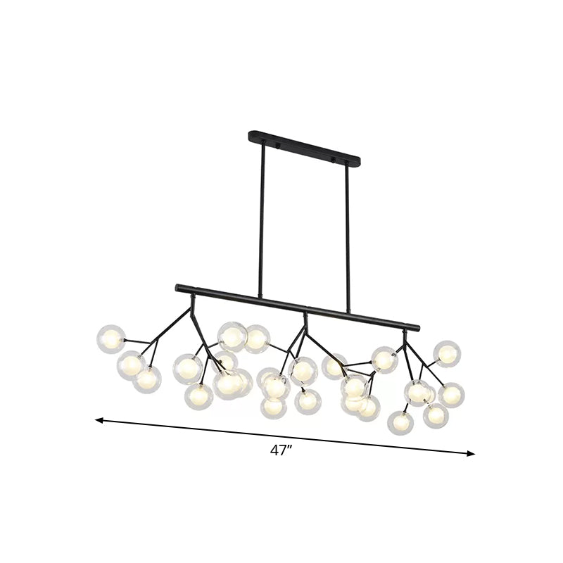 27 Bubbles Island Lighting Contemporary Metal Hanging Chandelier in Black Finish Clearhalo 'Ceiling Lights' 'Glass shade' 'Glass' 'Island Lights' Lighting' 1886587