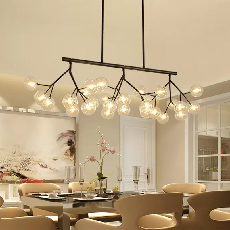 27 Bubbles Island Lighting Contemporary Metal Hanging Chandelier in Black Finish Amber Clearhalo 'Ceiling Lights' 'Glass shade' 'Glass' 'Island Lights' Lighting' 1886588