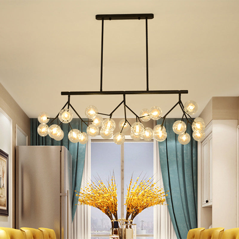 27 Bubbles Island Lighting Contemporary Metal Hanging Chandelier in Black Finish Clearhalo 'Ceiling Lights' 'Glass shade' 'Glass' 'Island Lights' Lighting' 1886589