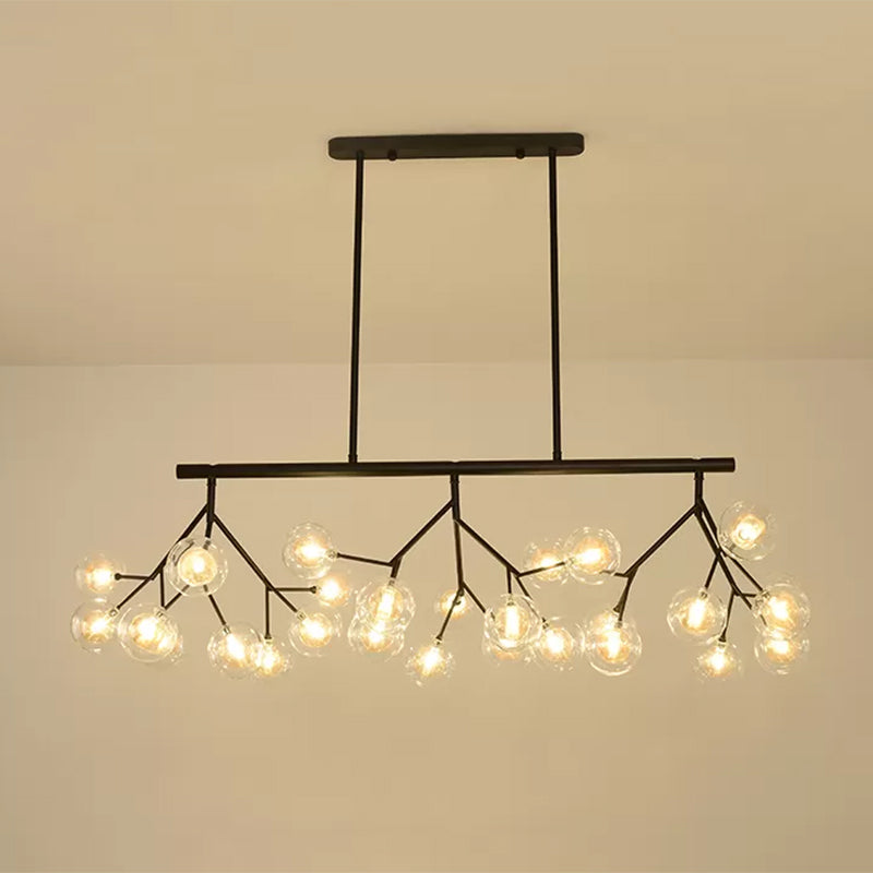 27 Bubbles Island Lighting Contemporary Metal Hanging Chandelier in Black Finish Clearhalo 'Ceiling Lights' 'Glass shade' 'Glass' 'Island Lights' Lighting' 1886590