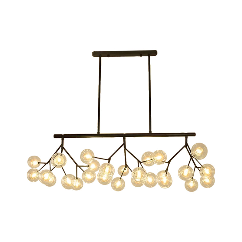 27 Bubbles Island Lighting Contemporary Metal Hanging Chandelier in Black Finish Clearhalo 'Ceiling Lights' 'Glass shade' 'Glass' 'Island Lights' Lighting' 1886591