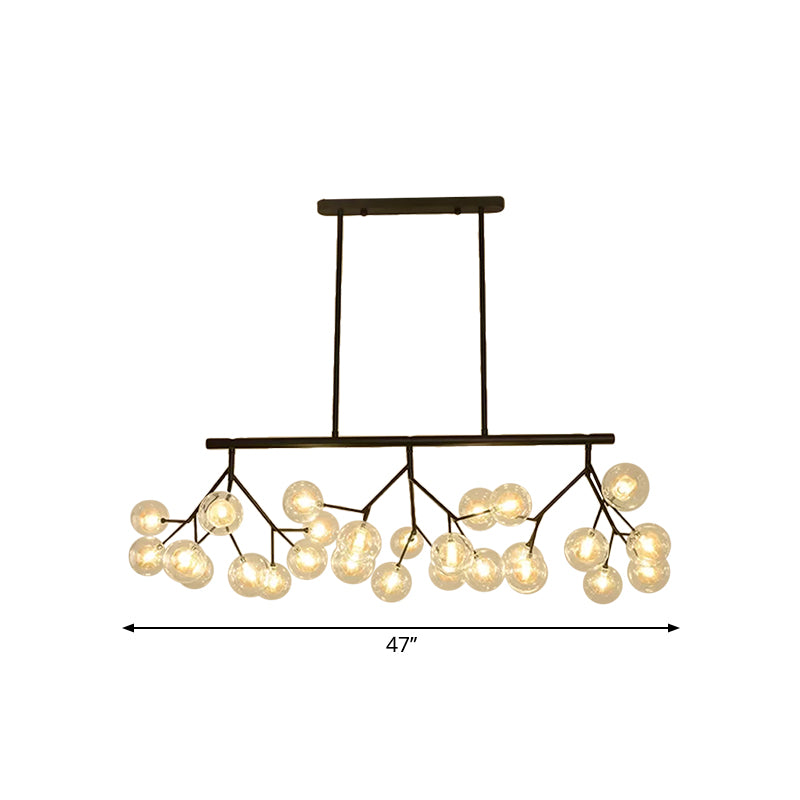 27 Bubbles Island Lighting Contemporary Metal Hanging Chandelier in Black Finish Clearhalo 'Ceiling Lights' 'Glass shade' 'Glass' 'Island Lights' Lighting' 1886592