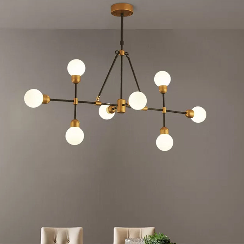 Post Modern Brass Finish Island Light with Orb Shade 8-Light Metal Hanging Lamp for Dining Room Brass Clearhalo 'Ceiling Lights' 'Glass shade' 'Glass' 'Island Lights' Lighting' 1886603