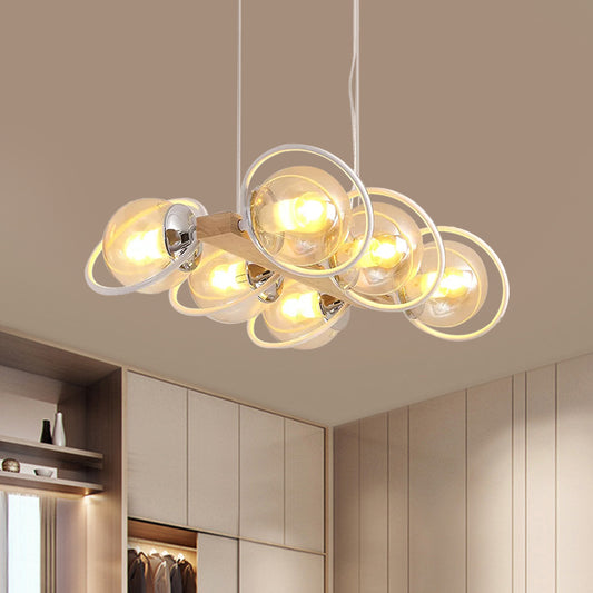 Cognac Bubble Shade Island Lighting 6/8/12 Lights Modern Glass Hanging Light Fixture for Dining Room Clearhalo 'Ceiling Lights' 'Glass shade' 'Glass' 'Island Lights' Lighting' 1886609