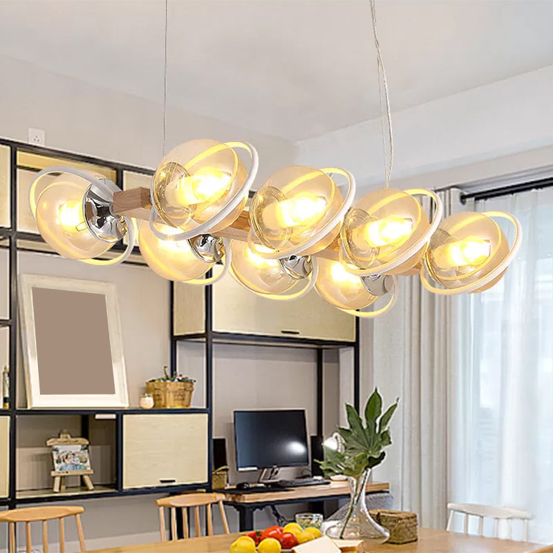 Cognac Bubble Shade Island Lighting 6/8/12 Lights Modern Glass Hanging Light Fixture for Dining Room 8 White Clearhalo 'Ceiling Lights' 'Glass shade' 'Glass' 'Island Lights' Lighting' 1886613