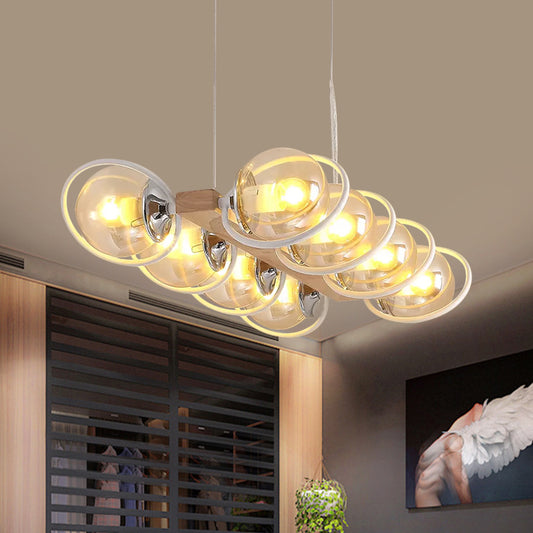 Cognac Bubble Shade Island Lighting 6/8/12 Lights Modern Glass Hanging Light Fixture for Dining Room Clearhalo 'Ceiling Lights' 'Glass shade' 'Glass' 'Island Lights' Lighting' 1886615