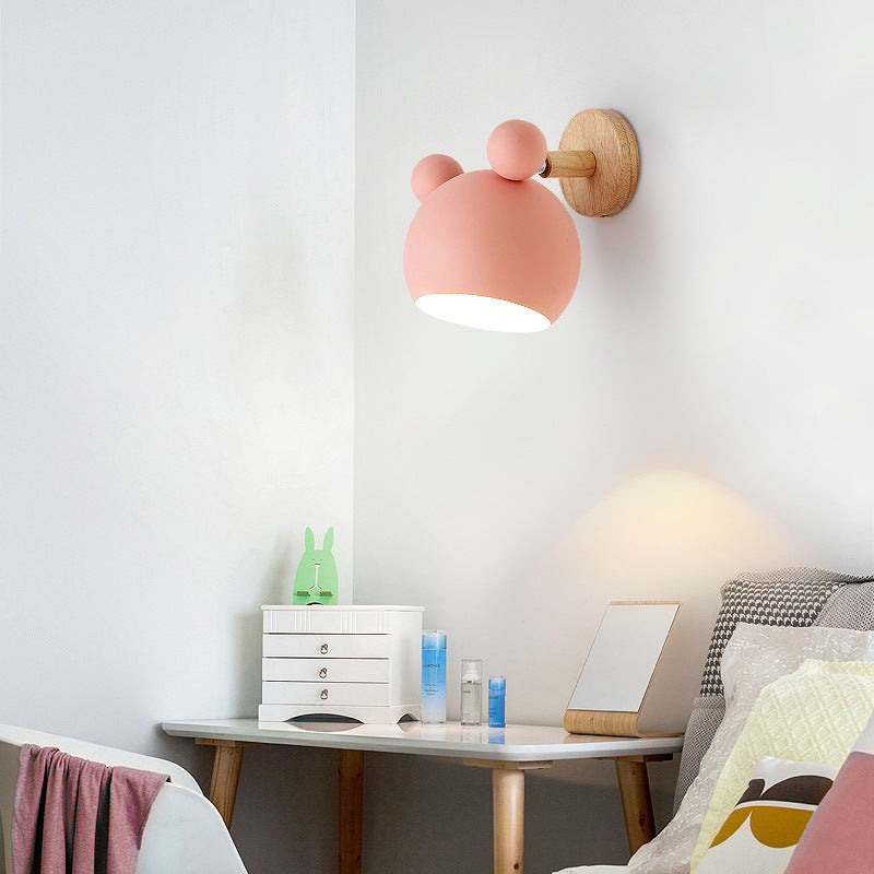 Rotatable Mouse Kid Bedroom Wall Light Metal 1 Head Macaron Loft Wall Sconce Pink Clearhalo 'Wall Lamps & Sconces' 'Wall Lights' Lighting' 188663