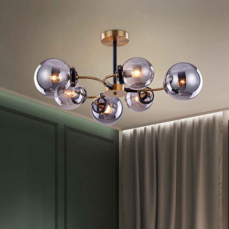 Smoke Gray Bubble Chandelier 4/6 Light Post Modern Ceiling Hanging Light for Restaurant Clearhalo 'Ceiling Lights' 'Chandeliers' 'Glass shade' 'Glass' 'Modern Chandeliers' 'Modern' Lighting' 1886635