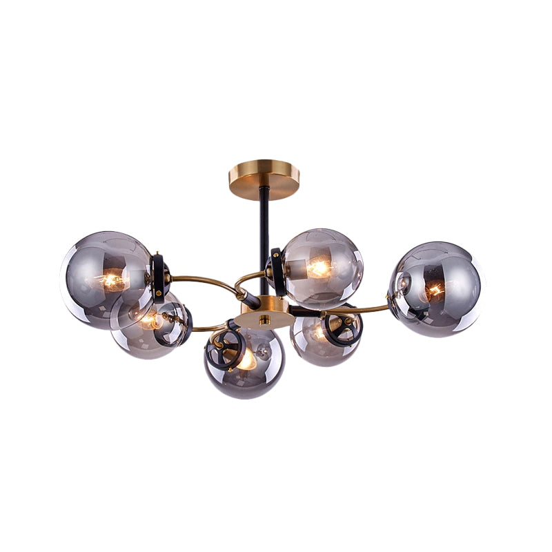 Smoke Gray Bubble Chandelier 4/6 Light Post Modern Ceiling Hanging Light for Restaurant Clearhalo 'Ceiling Lights' 'Chandeliers' 'Glass shade' 'Glass' 'Modern Chandeliers' 'Modern' Lighting' 1886636