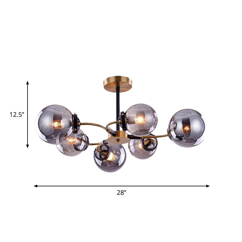 Smoke Gray Bubble Chandelier 4/6 Light Post Modern Ceiling Hanging Light for Restaurant Clearhalo 'Ceiling Lights' 'Chandeliers' 'Glass shade' 'Glass' 'Modern Chandeliers' 'Modern' Lighting' 1886637