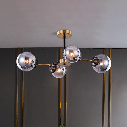 Smoke Gray Bubble Chandelier 4/6 Light Post Modern Ceiling Hanging Light for Restaurant 4 Smoke Gray Clearhalo 'Ceiling Lights' 'Chandeliers' 'Glass shade' 'Glass' 'Modern Chandeliers' 'Modern' Lighting' 1886638
