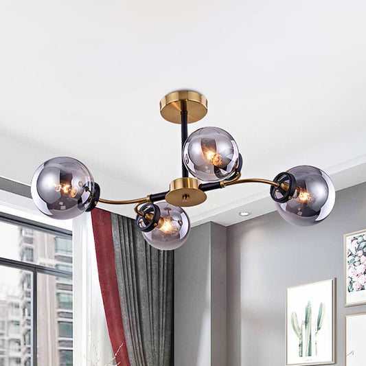 Smoke Gray Bubble Chandelier 4/6 Light Post Modern Ceiling Hanging Light for Restaurant Clearhalo 'Ceiling Lights' 'Chandeliers' 'Glass shade' 'Glass' 'Modern Chandeliers' 'Modern' Lighting' 1886639