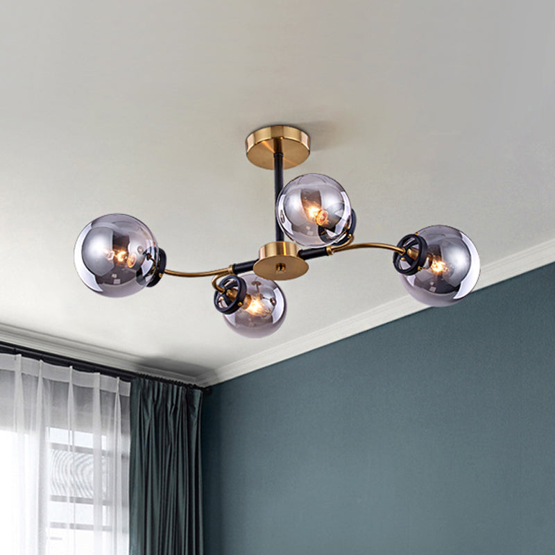 Smoke Gray Bubble Chandelier 4/6 Light Post Modern Ceiling Hanging Light for Restaurant Clearhalo 'Ceiling Lights' 'Chandeliers' 'Glass shade' 'Glass' 'Modern Chandeliers' 'Modern' Lighting' 1886640