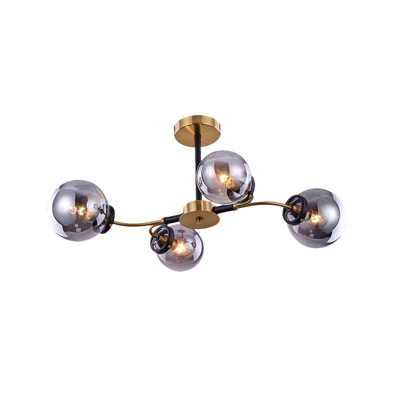 Smoke Gray Bubble Chandelier 4/6 Light Post Modern Ceiling Hanging Light for Restaurant Clearhalo 'Ceiling Lights' 'Chandeliers' 'Glass shade' 'Glass' 'Modern Chandeliers' 'Modern' Lighting' 1886641