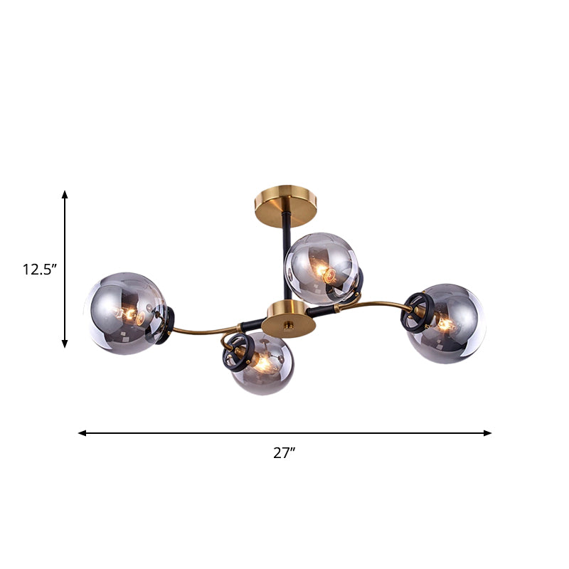 Smoke Gray Bubble Chandelier 4/6 Light Post Modern Ceiling Hanging Light for Restaurant Clearhalo 'Ceiling Lights' 'Chandeliers' 'Glass shade' 'Glass' 'Modern Chandeliers' 'Modern' Lighting' 1886642