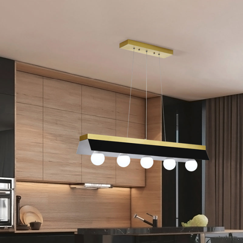 Black/White Shade Billiard Light 3/5 Lights Modern Wood Island Lighting for Restaurant Clearhalo 'Ceiling Lights' 'Island Lights' Lighting' 1886645