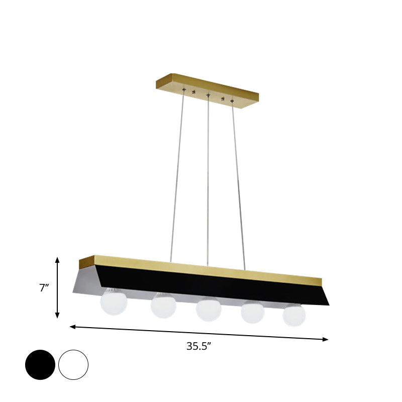 Black/White Shade Billiard Light 3/5 Lights Modern Wood Island Lighting for Restaurant Clearhalo 'Ceiling Lights' 'Island Lights' Lighting' 1886647