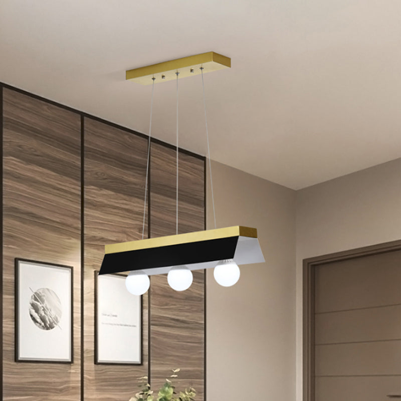 Black/White Shade Billiard Light 3/5 Lights Modern Wood Island Lighting for Restaurant Clearhalo 'Ceiling Lights' 'Island Lights' Lighting' 1886653