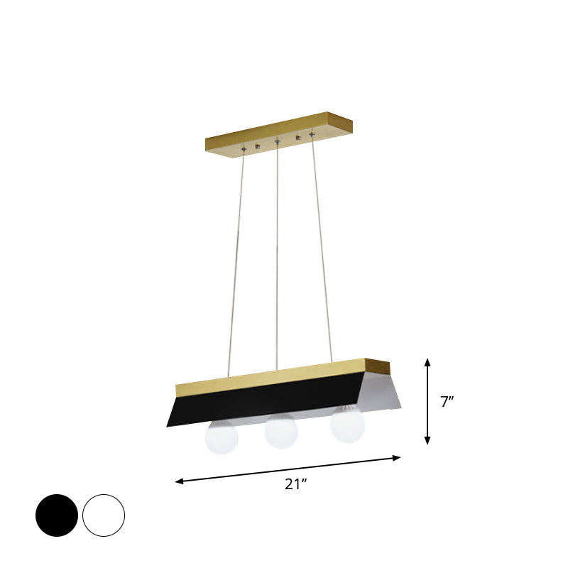 Black/White Shade Billiard Light 3/5 Lights Modern Wood Island Lighting for Restaurant Clearhalo 'Ceiling Lights' 'Island Lights' Lighting' 1886656